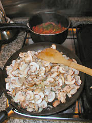Mushrooms and Peppers cooking for my sauce