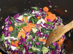Cooking the vegetables for a ribollita