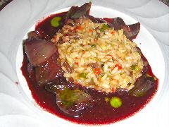 Black Olive Risotto with Red Wine Onion sauce