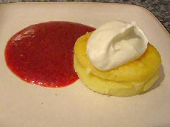 Saxon Pudding with Roasted Strawberry Sauce