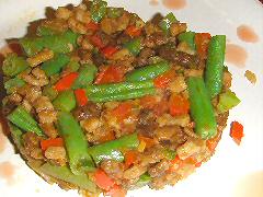 Barley noodle and green bean salad