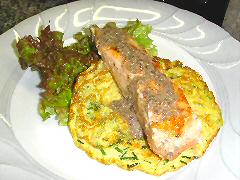 Grilled Salmon with Smoked Salmon Omelette