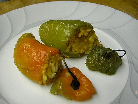 Mackerel stuffed rocoto peppers