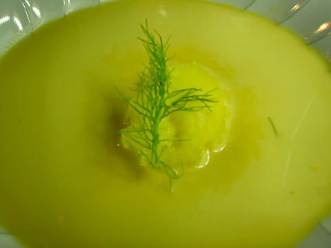 Carrot Fennel Soup with Orange Miso Granite