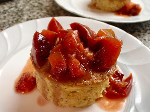 Poppyseed Torte with Stewed Plums