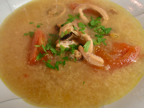 Mussel and squid soup