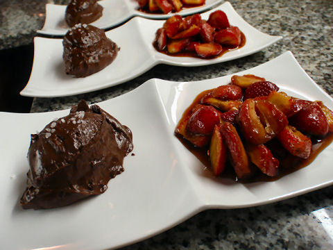 Pink Peppercorn Strawberries and Chocolate Mousse