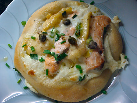 Salmon and Surubi Pizzetta