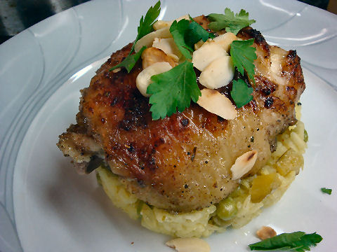 Roast Chicken with Apple Pilaf
