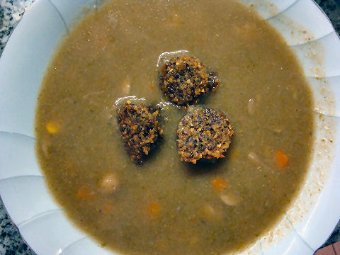 Roasted Vegetable Soup with Falafel