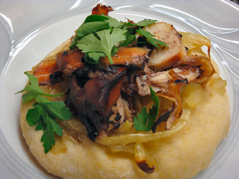 Braised Octopus and Fried Onion Pizzetta