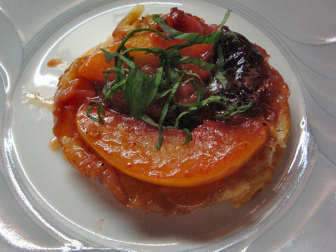 Savory Nectarine & Damson Tarte Tatin