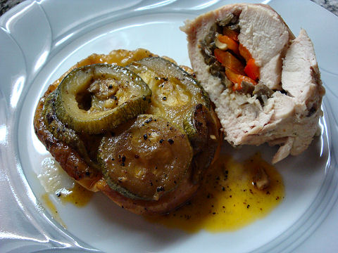 Chicken Roulade with Zucchini Tarte Tatin