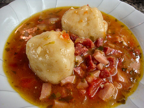 Mortadella Soup with Potato Dumplings