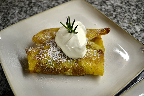 Pumpkin crepe with caramelized apples