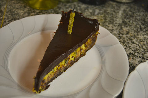 Chocolate passionfruit tart