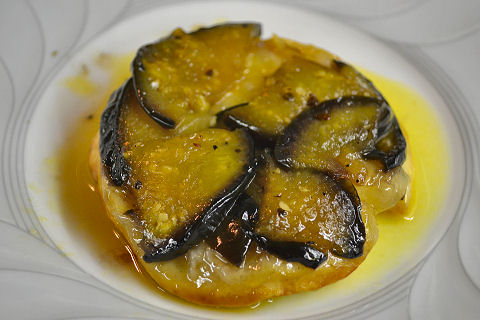 Eggplant tarte tatin