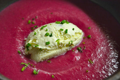 Chilled Beet Soup, Jalapeño Ice Cream