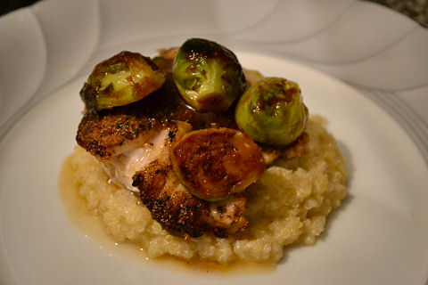 Spice rubbed grouper, quinua, caramelized brussels sprouts