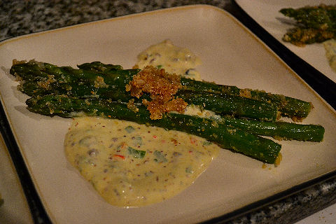 Griddled asparagus salad