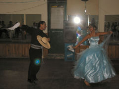 Henry and Viviana dancing the Marinera