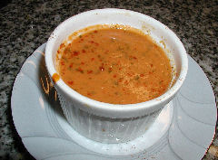 Gruyere Custard with Tomato-Triple Sec Sauce