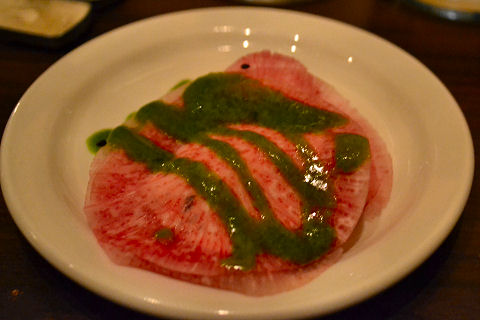 4 Course Vegan - watermelon radish ravioli