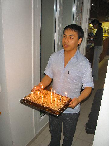 50th Birthday party - Henry with the cake