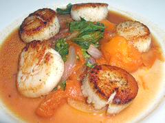 Provence - sea scallops in yellow tomato puree