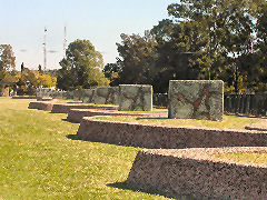 Colored stone memorial inside Chacarita cemetery