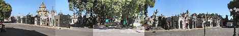 Panoramic view inside the entrance to Chacarita Cemetery