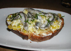 Craftbar - White Anchovies with Soft-Cooked Egg and Braised Leek Bruschetta