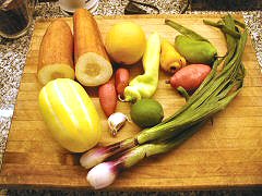 Ingredients for cucumber-melon salsa