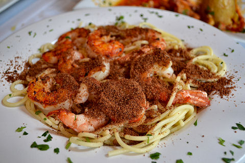 Damblee - spaghetti with prawns and bottarga