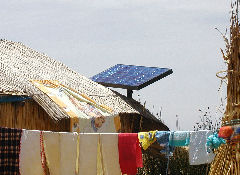Solar panel on Islas Uros home