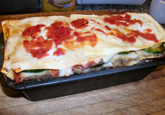 Chicken-Mushroom Lasagna, assembled and baked