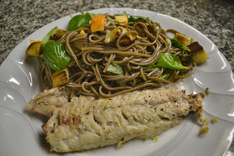 Grilled anchovy with ottolenghi soba salad