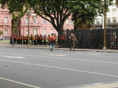 Local police prepare to accompany the march