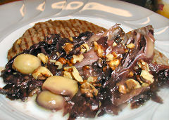 Radicchio confit with walnuts and beef