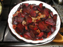 Roasted beets with pancetta and thyme
