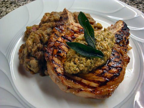 Sage & Roasted Peanut Pork Chop