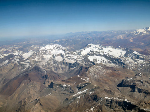 Flying over the mountains to Santiago