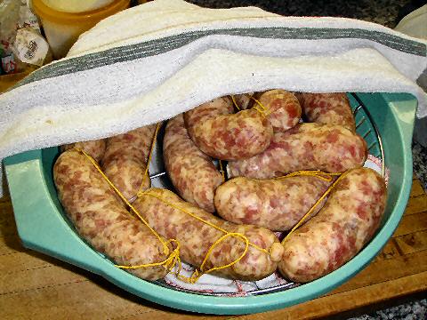 Chorizos after 24 hours of curing