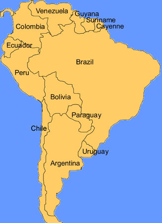 Outline map of South America