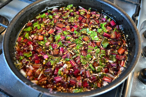 Spicy beet stem pickle