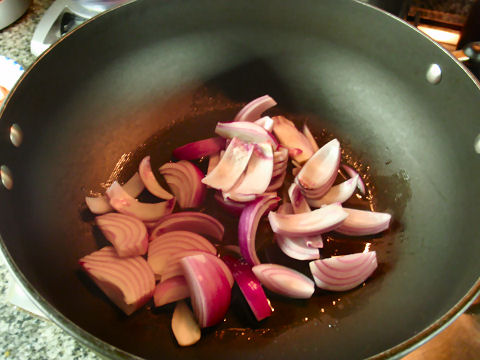 Saute the onions until soft