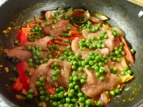 Add fish and peas