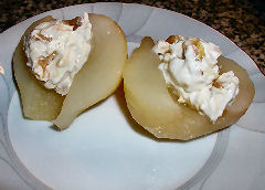 Whiskey and maple poached pears
