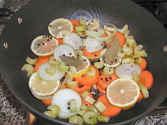 The ingredients for a court bouillon