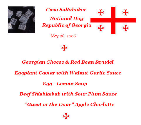 Georgian Republic dinner - menu